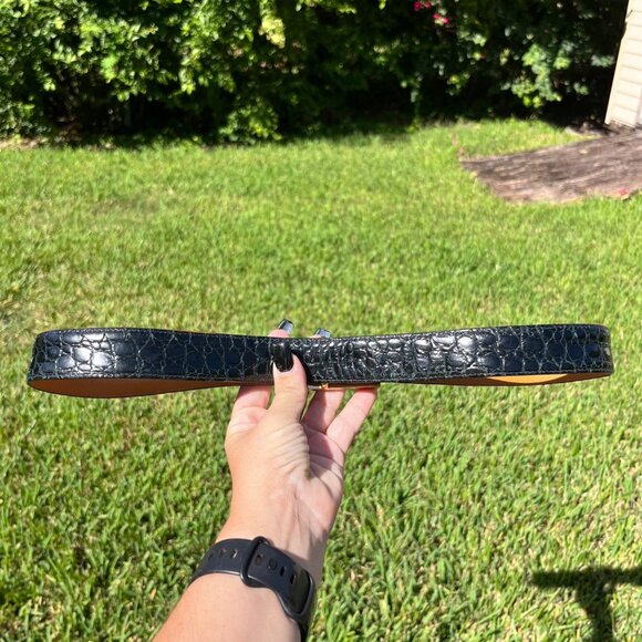 a.testoni Black Snake Leather Belt Size 42 / US 34" - Picture 2 of 9